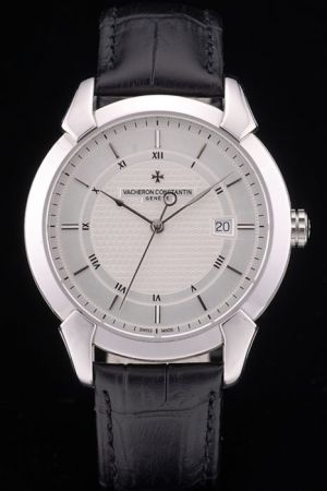 Fake Vacheron Constantin Traditionnelle 41mm Silver Glyptic Dial Roman Stick Marker Pear Hands Geneve Date Watch 86050/000D-G920G