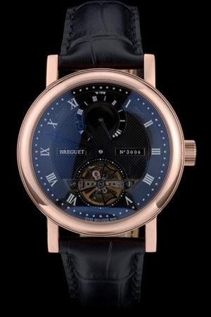 Breguet Classique Grande Complications 18-carat Pink Gold Case Tourbillon Black Wristwatch BT001