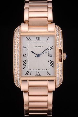 Cartier Tank Diamonds Bezel WT100004 Appointment Couples Watch  KDT233 Gold SS Bracelet