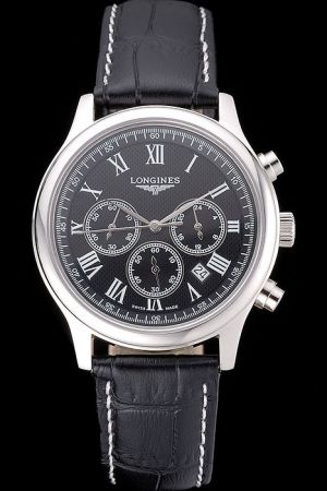 Men’s Longines Master Collection Black Dial Roman Marker Three Sub-dials Rep Watch L2.759.4.51.7