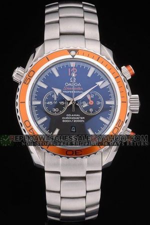 Men Omega Seamaster Professional 600m Planet Ocean Orange Uni-directional Rotating Bezel Stick Marker H-shaped Bracelet Date Watch 222.30.38.50.01.002
