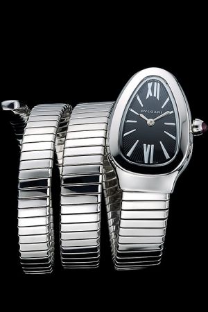 Bvlgari Serpenti Tubogas 101911 SP35C6SS.2T Female's Quartz Stainless Steel Fashion Snake Wrist Watch BV002