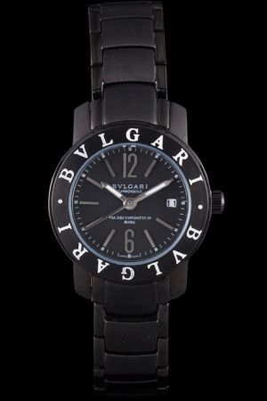 Bvlgari Bvlgari St Valentine’s Day Gift For Women Fashion Couple Style Black Tone Quality Steel Watch BV049