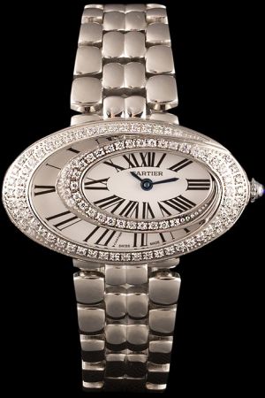 Low Cost Cartier White Gold WJ306010 Diamonds Set Girls Fake Jewelry Watch KDT389 For Appointment