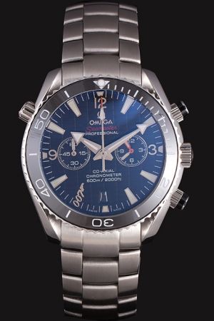Omega Seamaster Co-Axial James Bond 007 Anniversary Black Unidirectional Rotating Bezel Dark Blue Checked Dial Stainless Steel Watch 215.30.46.51.01.001