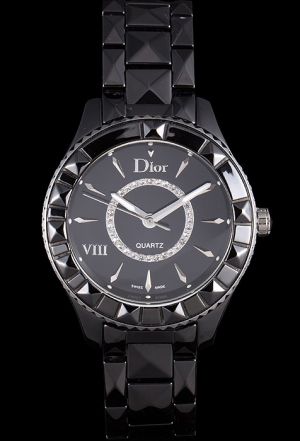 Christian Dior VIII CD1221E0C001 Black Ceramic Diamonds Quartz Movement Exceptional Watch CD001