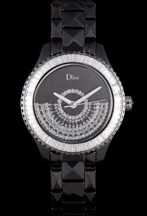 Christian Dior VIII Grand Bal Resille CD124BE3C001 Dancing Party Black Swirling Diamonds Watch CD005