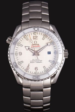 Rep Omega Seamaster Co-Axial James Bond 007 Anniversary Ceramic Unidirectional Rotating Bezel White Checkered Dial Steel Bracelet Watch
