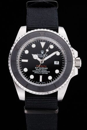 Men’s Rolex Stealth Submariner Ion-plated Tachymeter Bezel Luminous Marker Mercedes Pointers Black Cloth Strap Automatic Watch