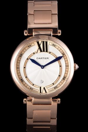 Cartier Pasha Date All Rose Gold Design Wedding Watch KDT383 Royal Blue Hands 