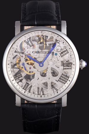 Cartier Big Size Rotonde  Skeleton Swiss Bussiness Watch SKDT391 White Gold Case Roman Index