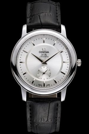 Omega De Ville Co-axial Escapement Silver Concentric Dial Stick Scale Dauphine Pointer Second Display Sub-dial Quartz Watch