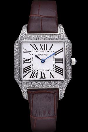 Cartier Diamonds  Bezel Watch KDT038 Gents Santos Business Style Jewelry Timepiece