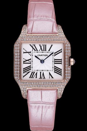 Nice Price Cartier Diamonds Bezel Santos HPI00343 Rose Gold Case 44mm Sweet Girls Watch KDT044