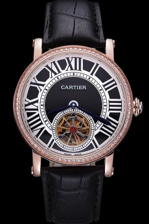 Cartier Rotonde No Date Diamonds Bezel Wedding Watch KDT120 Tourbillon Rotonde