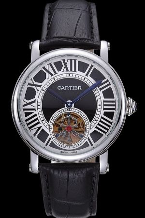 Cartier Roman Markers Appointment Tourbillon   Dress Watch KDT119 Black Strap