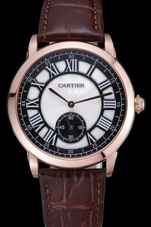 Cartier Two TIME Zone Movement Ronde Rose Gold Bezel Watch KDT061 For Interview