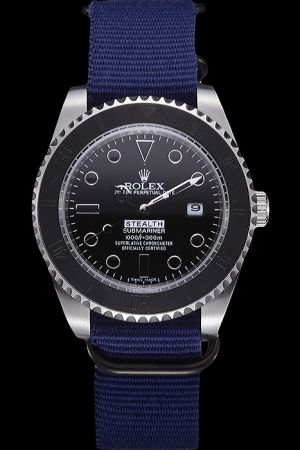  Rolex Submariner Stainless Steel Case Black Rotating Bezel Mulriple Marker Mercedes Index Stylish Cloth Strap Watch