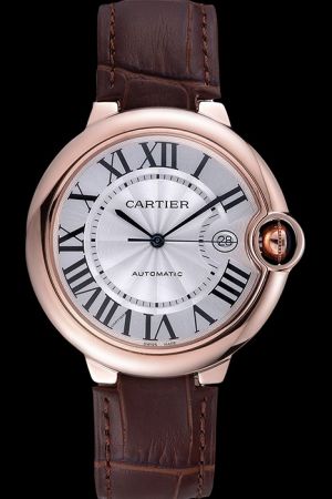  Cartier Swiss  Ballon Bleu W6900651 Business Watch SKD285 Brown Leather Strap