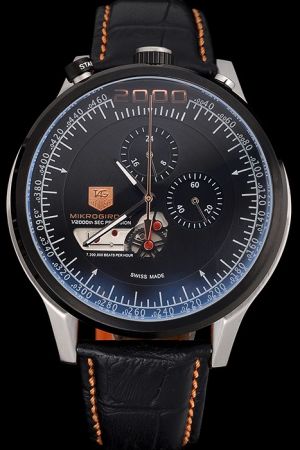 Swiss TAG Heuer Mikro Timer Black Dial Black Bezel Black Strap Watch