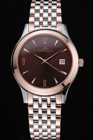 Jaeger-LeCoultre Master Rose Gold Bezel Brown Dial Arrow/Arabic Scale Dauphine Hands Two-tone Stainless Steel Bracelet Watch