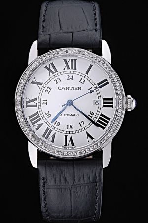Swiss Cartier Diamonds WR000551 Ronde Jewelry Watch SKDT048 Royal Blue Hands
