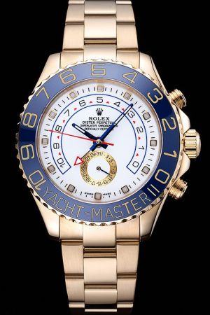 Rolex Yachtmaster II Gold Case/Bracelet Royal Blue Cerachrom Bezel Blue Pointers With Regatta Countdown Hand One Sub-dial Watch