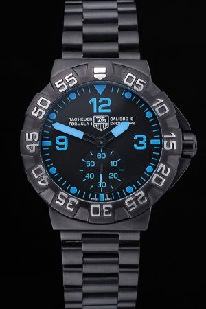 TAG Heuer Formula 1 Black Dial Blue Marker Ion-plated Case Stainless Steel Watch