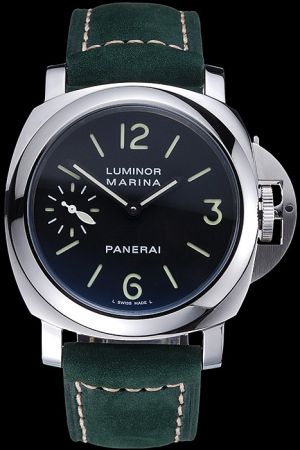 Panerai Luminor Marina Kinetic Automatic Movement Stainless Steel Green Leather Strap Watch PN078