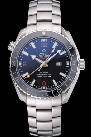 Omega Seamaster Professional GMT Planet Ocean Ceramic Bezel Luminous Scale With Red Arabic Numerals Arrow Pointer Steel Bracelet Watch 232.30.44.22.01.001