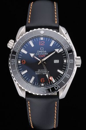 Omega Seamaster Professional GMT Planet Ocean Black Ceramic Bezel Luminous Scale Red Arabic Numerals Arrow Hand Black Strap Watch 232.32.42.21.01.005