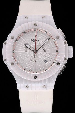 Hublot Big Bang Caviar White 346.HX.2800.RW 41mm White Ceramic Dial Rubber Strap Quartz Watch HU021