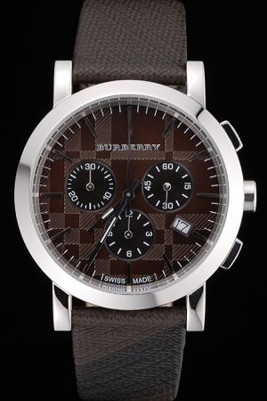 Burberry The City BU9359 42mm Chronograph Deep Brown Leather Strap Swiss Luxury Watch BU011