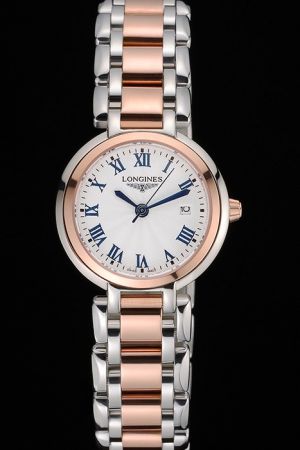 Reproduction Longines PrimaLuna Two-tone Bezel&Bracelet Blue Roman Numerals Quartz Watch L81115786