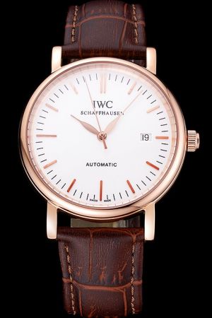  IWC Portofino White Dial Rose-gold Case Stick Scale Auto Date Watch IW356504