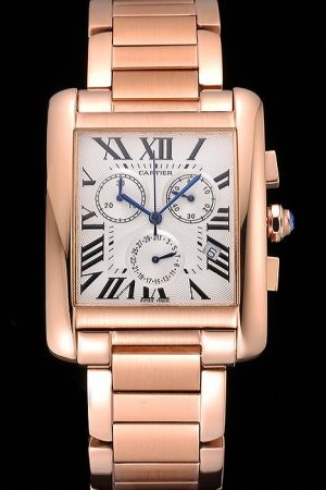 Cartier Tank 18k Gold SS Case & Bracelet Big Size Watch KDT260 Chronograph Timepiece