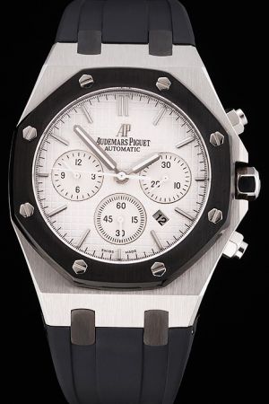 AP Royal Oak Leo Messi White Tapisserie Dial Ion-plated Screwed Bezel Rubber Strap Limited Watch
