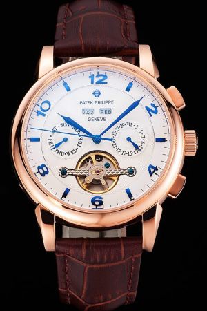 Patek Philippe Perpetual Calendar Tourbillon 18K Rose Gold Case Blue Scale Watch