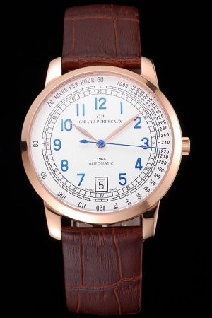 Girard Perregaux 1966 Vintage Low Price in UK Blue Steel Markers White Dial 18k Gold Case Watch GP009