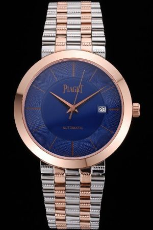Piaget Dancer Blue Reticular Dial Rose Gold Case/Scale/Pointer Two-tone Chain Bracelet Rep Quartz Watch