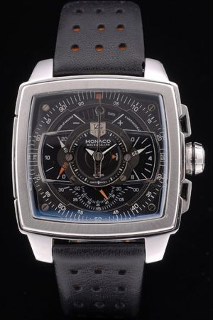 Tag Heuer Monaco Mikrograph Complicated Dial Square Case Perforated Strap Rep Watch