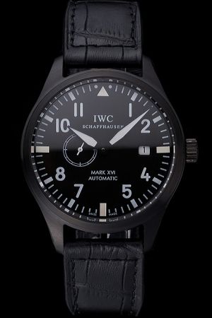 All Black IWC Pilot’s Mark XVll Ion-plated Case Arabic Numeral Auto Watch