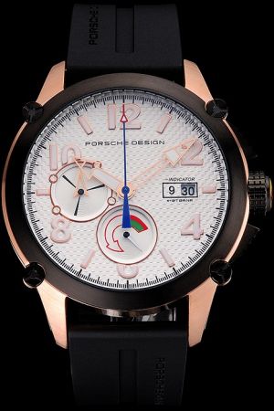 Porsche Heritage Timepieces Indicator Black Edition Titanium & Rubber Watch White Dial PD010
