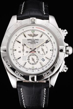 Breitling Chronomat Chronograph White Dial Unidirectional Rotating Bezel Stick Marker Watch AB041012/G719/760P/A20BA.1