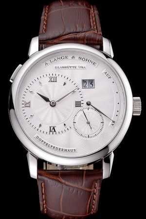 A. Lange & Sohne 101.025 Silver Dial & Case Brown Leather Strap Watch Quality Replica Cheap ALS008