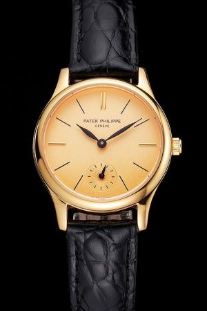 Ladies’ Luxury Swiss Patek Philippe Calatrava Stick Marker Yellow Gold Quartz Watch