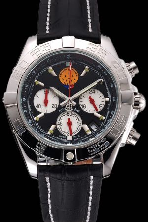 Swiss Breitling Chronomat Frecce Tricolori Black Dial&Strap Uni-directional Bezel  Watch 