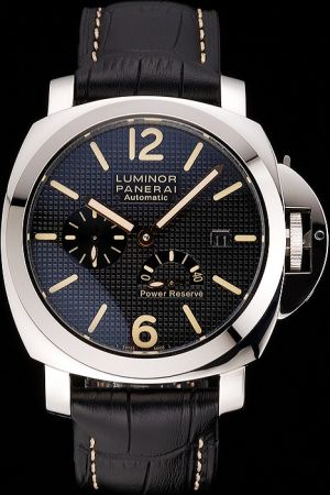 Panerai Luminor PAM00241 Power Reserve Black Grid Dial Stainless Steel Automatic Date Watch PN019
