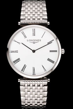 Longines La Grande Classique Stainless Steel White Dial Roman Marker Imitated Watch L45124116