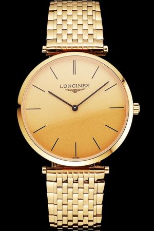 Swiss Longines La Grande All Gold Plated Stainless Steel Stick Marker Rep Watch L47092428